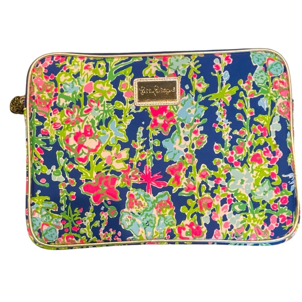 Lilly Pulitzer Blue and Pink Floral Laptop Sleeve